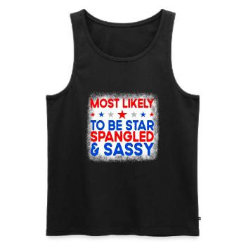 Am wahrscheinlichsten ist der Star am 4. Juli mit - Männer Premium Bio Tank Top - Schwarz - Vorne - Michal (187cm)