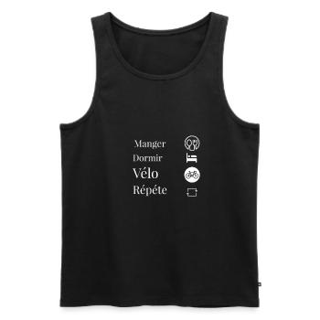 Humour Cyclisme Manger Dormir Vélo Répéte - Débardeur bio Premium Homme - noir - Devant - Michal (187cm)