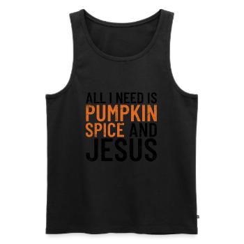 Alles was ich brauche ist K�rbisgew�rz und Jesus T - Männer Premium Bio Tank Top - Schwarz - Vorne - Michal (187cm)