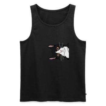 Peeking tuxedo cat Lady Geschenkkatze Mutter Tuxed - Männer Premium Bio Tank Top - Schwarz - Vorne - Michal (187cm)