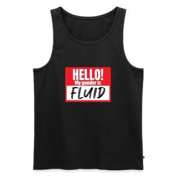 Hallo, mein Geschlecht ist fl�ssiger Namensg�ngerg - Männer Premium Bio Tank Top - Schwarz - Vorne - Michal (187cm)