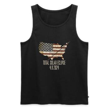 Gesamt Sonnenfinsternis 4.8.2024 Pfad der Gesamthe - Männer Premium Bio Tank Top - Schwarz - Vorne - AI Model Male 178 light (178cm)