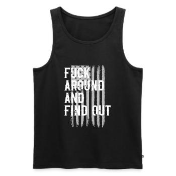Fick herum und finde die amerikanische Flagge 4. J - Männer Premium Bio Tank Top - Schwarz - Vorne - Michal (187cm)