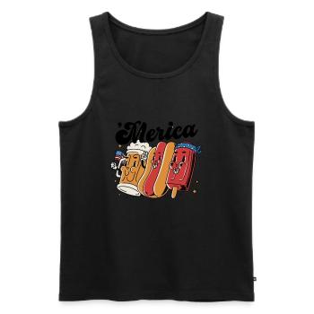 Merica 4. Juli Mug Hotdog Eis Eis am 4. Juli lusti - Männer Premium Bio Tank Top - Schwarz - Vorne - Michal (187cm)