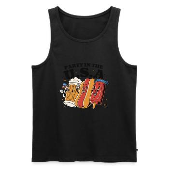 Party in den USA 4. Juli Bier Hotdog Eis am Stiel - Männer Premium Bio Tank Top - Schwarz - Vorne - Michal (187cm)