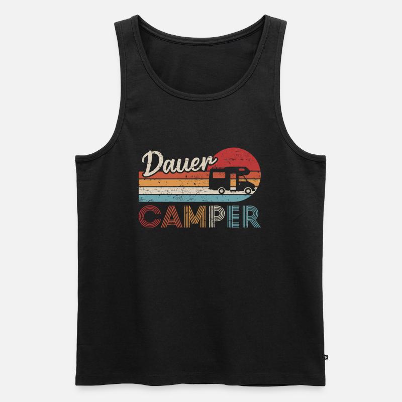 Camping Retro Dauercamper Wohnmobil - Männer Premium Bio Tank Top - Schwarz