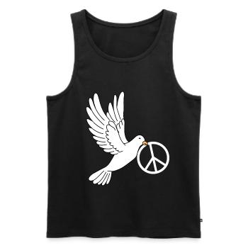 Dove of peace with peace sign - Men's Premium Organic Tank Top - black - Front - AI Model Male 178 light (178cm)