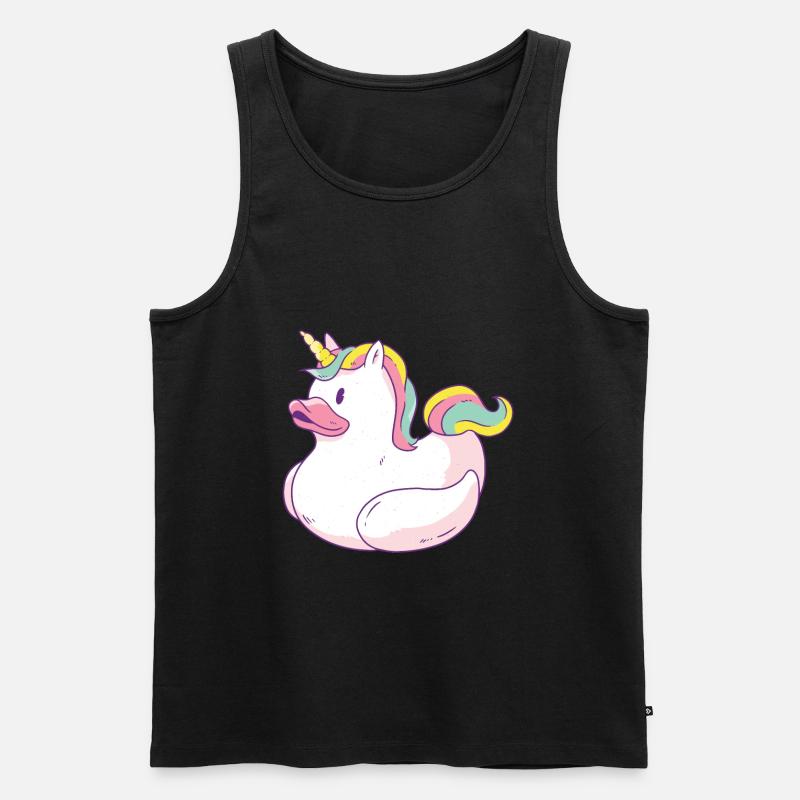 Einhorn Schwimmente - Männer Premium Bio Tank Top - Schwarz