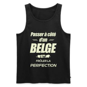 PERFECTION À CÔTÉ D'UN BELGE - Débardeur bio Premium Homme - noir - Devant - Michal (187cm)