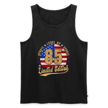 Mise à jour Level Up 85 Years Limited Edition USA - Débardeur bio Premium Homme - noir - Devant - Michal (187cm)