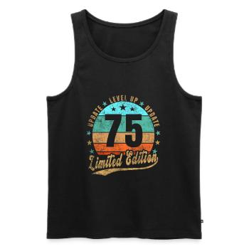 Mise à jour Level Up 75 Ans Édition Limitée Rétro - Débardeur bio Premium Homme - noir - Devant - Michal (187cm)