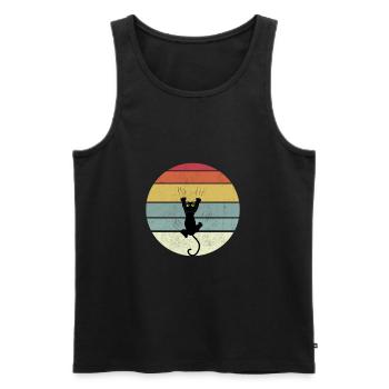 Katze Shirt Jahrgang Miezekatze Retro Katzen Damen - Männer Premium Bio Tank Top - Schwarz - Vorne - Michal (187cm)