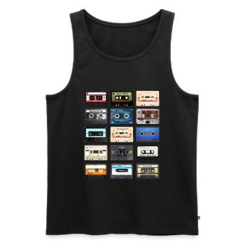 Retro cassettes - Men's Premium Organic Tank Top - black - Front - AI Model Male 178 light (178cm)