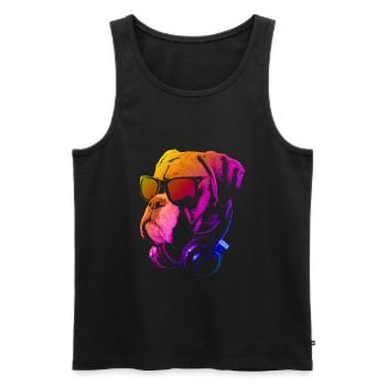 Dj Bulldog Red - Men's Premium Organic Tank Top - black - Front - Michal (187cm)