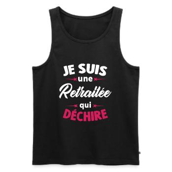 Je Suis Une Retraitée Qui Déchire - Débardeur bio Premium Homme - noir - Devant - Michal (187cm)