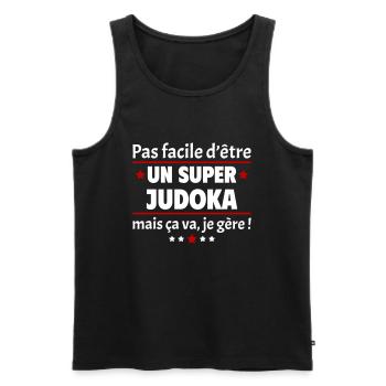 Pas facile d'être un super judoka, judo, noël - Débardeur bio Premium Homme - noir - Devant - Michal (187cm)