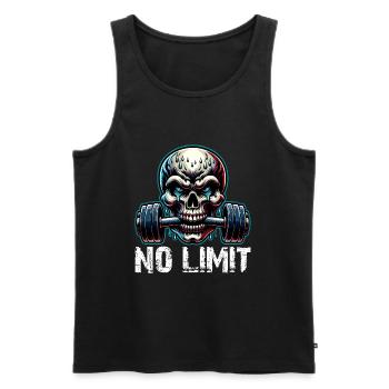 No Limit Workout Bodybuilding Skull mit Hantel - Männer Premium Bio Tank Top - Schwarz - Vorne - Michal (187cm)