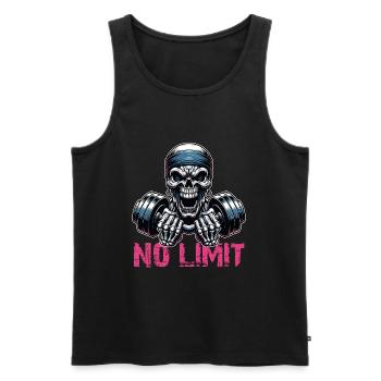 Crâne de musculation No Limit Workout avec haltère - Débardeur bio Premium Homme - noir - Devant - Michal (187cm)