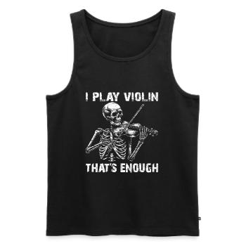 Skull Skeleton with Violin and Violin Saying - Men's Premium Organic Tank Top - black - Front - AI Model Male 178 light (178cm)