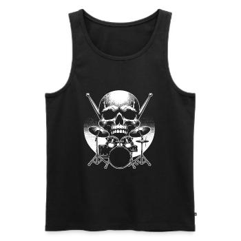 Schlagzeug und Skull Schlagzeuger Rockband - Männer Premium Bio Tank Top - Schwarz - Vorne - AI Model Male 178 light (178cm)