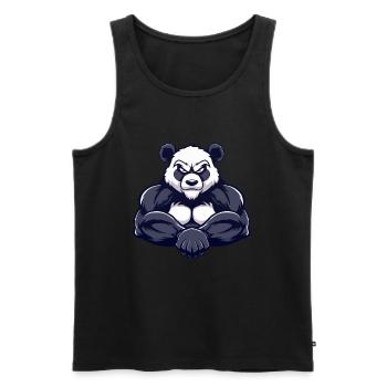 Panda Muskeln Bodybuilding - Männer Premium Bio Tank Top - Schwarz - Vorne - AI Model Male 178 light (178cm)