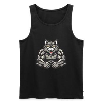 Musculation des muscles du chat - Débardeur bio Premium Homme - noir - Devant - AI Model Male 178 light (178cm)