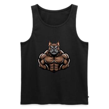 Bulldog Dog Muscles Bodybuilding - Men's Premium Organic Tank Top - black - Front - Michal (187cm)