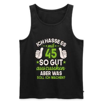 45 Jahre Spruch lustig 45 Geburtstag Geschenk - Männer Premium Bio Tank Top - Schwarz - Vorne - AI Model Male 178 light (178cm)