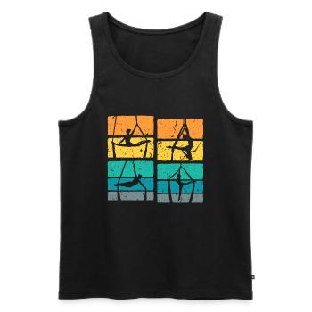 Retro Aerial Yoga Luftakrobatin - Männer Premium Bio Tank Top - Schwarz - Vorne - Michal (187cm)