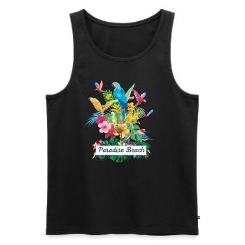 Paradise Beach - Men's Premium Organic Tank Top - black - Front - AI Model Male 178 light (178cm)
