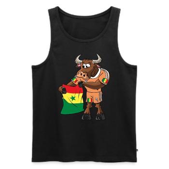 Senegal Fan Stier - Männer Premium Bio Tank Top - Schwarz - Vorne - Michal (187cm)
