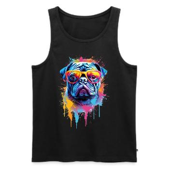 Buntes Mopshund-Design - Männer Premium Bio Tank Top - Schwarz - Vorne - AI Model Male 178 light (178cm)