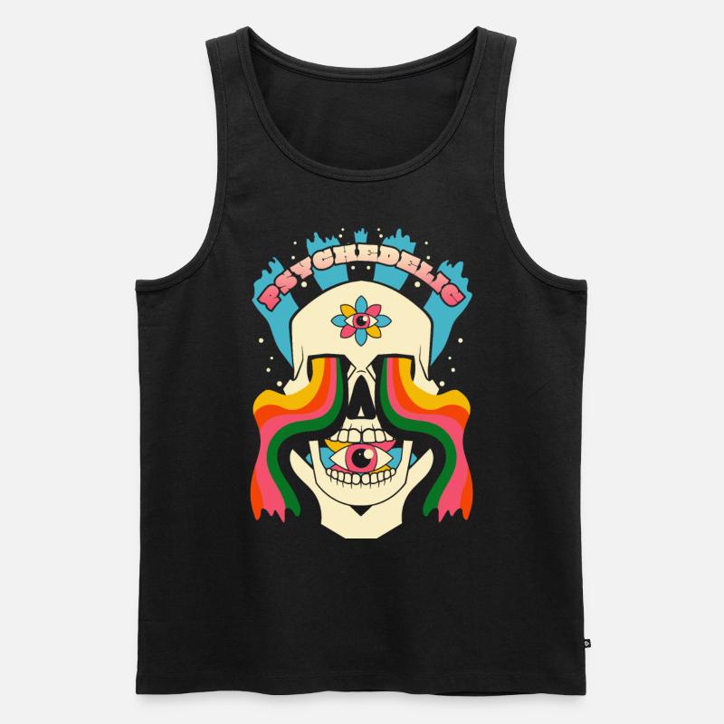 Psychedelic Skull Psychedelic Graphic - Men's Premium Organic Tank Top - black