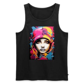 Graffiti-Stil2 - Männer Premium Bio Tank Top - Schwarz - Vorne - Michal (187cm)