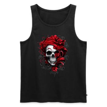 Stylischer Totenkopf - Männer Premium Bio Tank Top - Schwarz - Vorne - Michal (187cm)