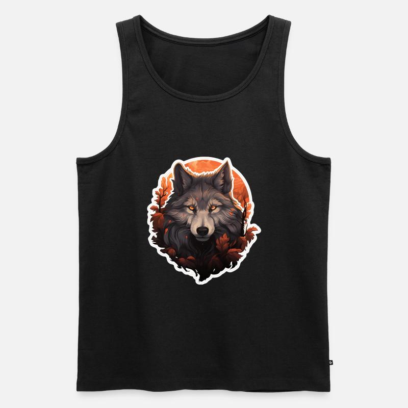 Wolf Herbst Halloween 2 - Männer Premium Bio Tank Top - Schwarz
