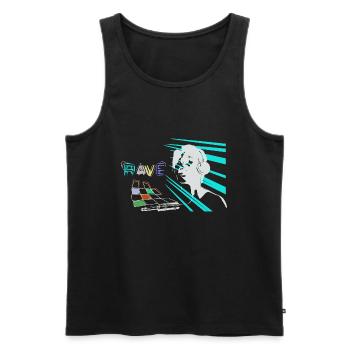 rave - Men's Premium Organic Tank Top - black - Front - AI Model Male 178 light (178cm)