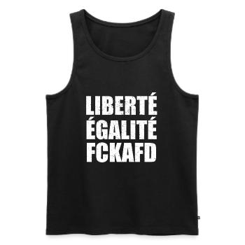 Liberte Egalite FCKAFD gegen Nazis Rassismus Demo - Männer Premium Bio Tank Top - Schwarz - Vorne - AI Model Male 178 light (178cm)