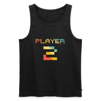 Player 1 Player 2 Gamer Couple Joueur Partenaire - Débardeur bio Premium Homme - noir - Devant - Michal (187cm)