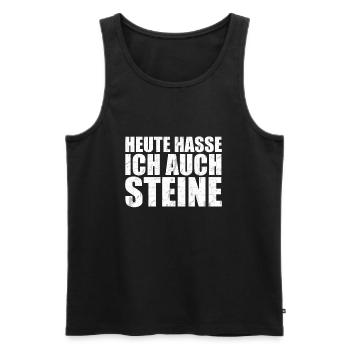 Heute hasse ich auch Steine Ich hasse Menschen - Männer Premium Bio Tank Top - Schwarz - Vorne - Michal (187cm)