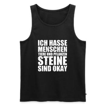 Heute hasse ich auch Steine Ich hasse Menschen - Männer Premium Bio Tank Top - Schwarz - Vorne - Michal (187cm)