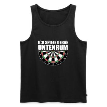Ich spiele gerne untenrum Dart Darten Dartfan 180 - Männer Premium Bio Tank Top - Schwarz - Vorne - Michal (187cm)