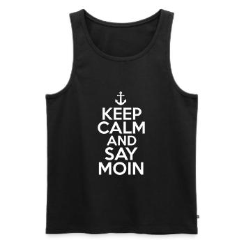 Keep calm and say Moin Norddeutsch Hamburg Norden - Débardeur bio Premium Homme - noir - Devant - AI Model Male 178 light (178cm)