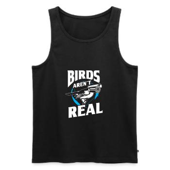 Les oiseaux ne sont pas de vrais oiseaux - Débardeur bio Premium Homme - noir - Devant - AI Model Male 178 light (178cm)