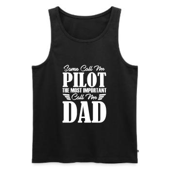 Pilot Papa Vater flugzeug Segelflugzeug Copilot - Männer Premium Bio Tank Top - Schwarz - Vorne - AI Model Male 178 light (178cm)