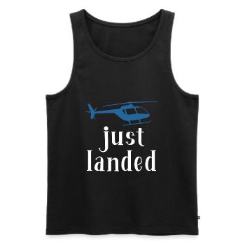Just landed Helikopter Pilot Papa CoPilot Sohn - Männer Premium Bio Tank Top - Schwarz - Vorne - Michal (187cm)