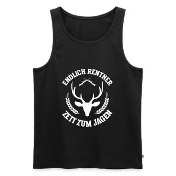 Endlich Rentner Jäger Jagen Jagd Rente Ruhestand - Männer Premium Bio Tank Top - Schwarz - Vorne - Michal (187cm)