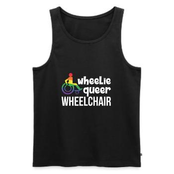 Fauteuil roulant Handicap LGBT Humour - Débardeur bio Premium Homme - noir - Devant - AI Model Male 178 light (178cm)