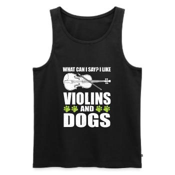 Violon violon instrument chien orchestre - Débardeur bio Premium Homme - noir - Devant - AI Model Male 178 light (178cm)