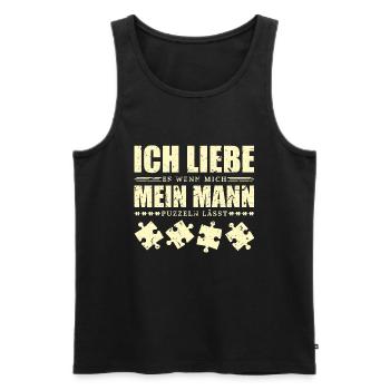 Puzzle Frauen - Männer Premium Bio Tank Top - Schwarz - Vorne - Michal (187cm)